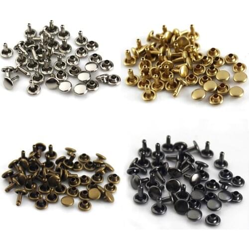 100sets 6/8 mm Brass Double Cap Rivets Studs High-quality Round Rivet for Leather Craft Bag Belt Clothing Shoes Decor