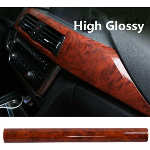 100 X 40cm High Glossy Wood Grain Vinyl Sticker Decal Car Internal Sticker Self Adhesive DIY Film Car Interior Modification Ship