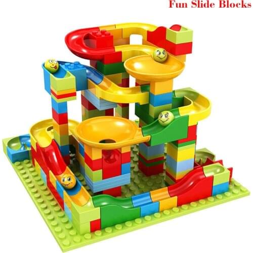 168-336PCS Building Blocks Fun Slide Funnel Ball Roll Racing Toys DIY Children Building Blocks Toy Gift