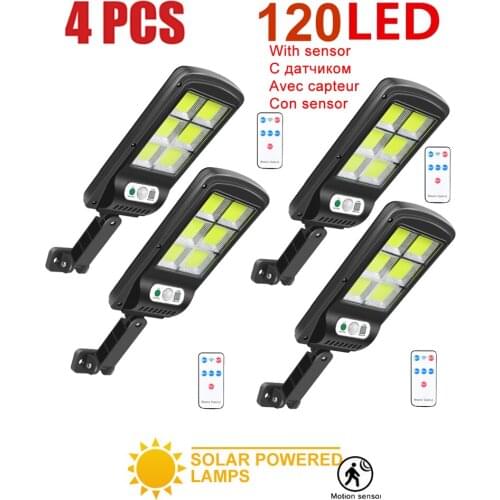 4pcs tabular oblong 100 LED Solar Light Outdoor Solar Lamp Powered Sunlight Waterproof PIR Motion Sensor Street Garden Décor lig