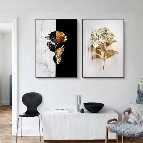 Abstract Flower Landscape Potted Plant Yellow Leaves Marble Texture Canvas Painting Wall Picture Poster Living Room Decoration