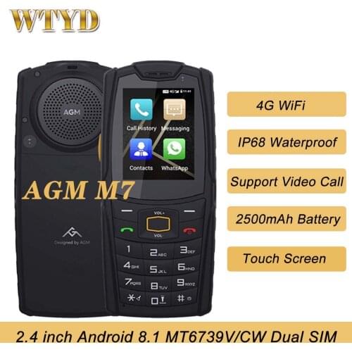 AGM M7 IP68 Waterproof 4G Mobile Phone 1GB 8GB 2500mAh Quad Core Smartphone Touch Screen English/Russian Keyboard LTE Wifi