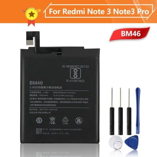 Xiao Mi Xiaomi BM46 Phone Battery For Xiao mi Redmi Note 3 Pro Hongmi Note3 Redrice Note 3 4050mAh BM46 Original Battery + Tool