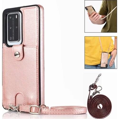 For Huawei P40 Pro Case Crossbody Cards Wallet Back Cover For Huawei P30 Mate 30 20 P20 Lite PU Leather Shoulder Phone Cases