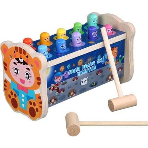 Wooden Hammer Pounding Bench Toys Play Whac-a-Mole Game Montessori Learning Educational Toys with Hammer for Kids Preschool Toys