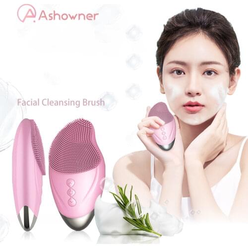 Electric Silicone Facial Cleansing Brushes Sonic Vibration Deep Pore Skin Care Face Brush Washer Blackhead Face Cleansing Brush