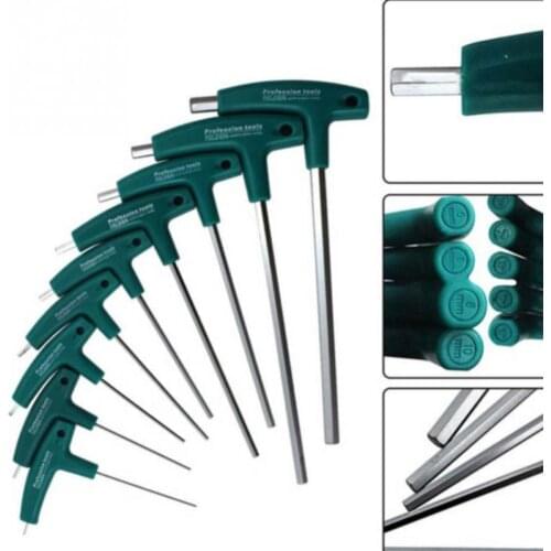 1.5/2/2.5/3/4/5/6/8/10mm T Handle Hexagon Allened Wrench Hex Key Spanner Hand Tool