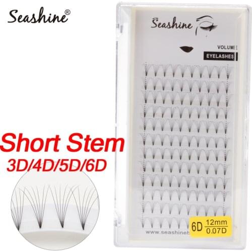 Seashine Lashes Rootless Pre Made Fans Lashes Extension Russian Pre Made Volume Fans 3D/4D/5D/6D Pre-fanned Lashes Extension