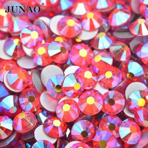 JUNAO ss6 ss12 ss16 ss20 ss30 Shiny Hyacinth AB Flatback Glass Rhinestones Glue On Crystal Stones Flatback Strass for DIY Crafts