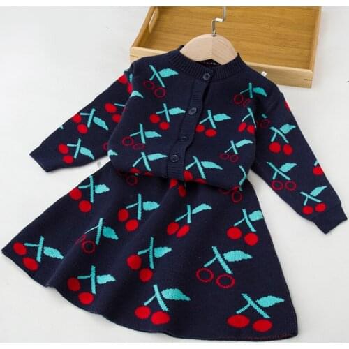 LZH Fashion Childrens Suit 2021 Long Sleeve Sweater Skirt Sets For Kids Autumn Winter Sweet Clothing Sets For Girls 2Pcs Outfit