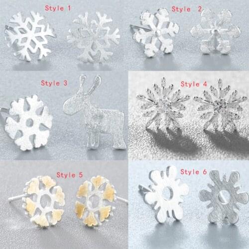 Chandler Korean Snowflake Stud Earrings For Women Anti Allergy Flower Post Piercing Minimalist Jewelry Christmas Gift Dropship