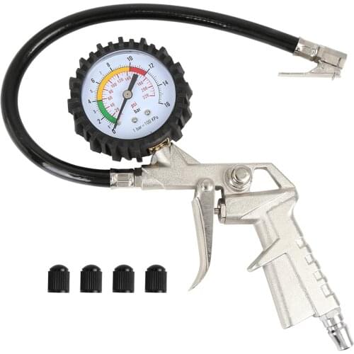 220 PSI Auto Car Tire Air Pressure Inflator Gauge Air Chuck Hose For Truck Motorcycle Bike Not Fit For Europe Interface