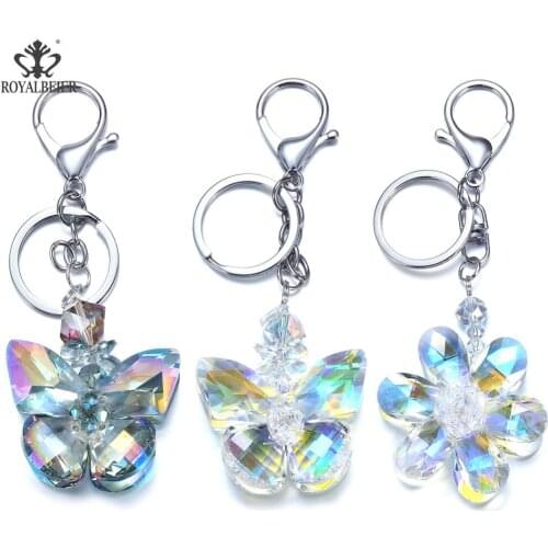 Multicolor Crystal Butterfly Key Chain Key Ring Handbag Bag Charm Keychain Fashion Jewelry for Women Accessories