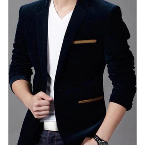 Men Blazers Business Suit Velvet Classic Version Lapel Collar mid-waist Blazers Men Cloth lapel collar Blazers 2021