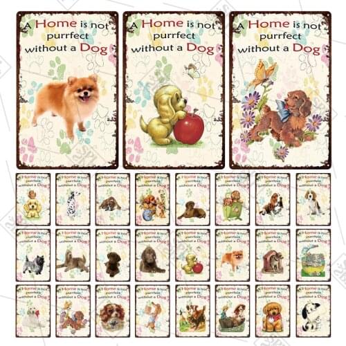 Family Pet Dog Metal Sign Beagle Puppy Tin Plate Pet Shop Decoration Wall Stickers Vintage Plaque Bar Club Home Decoration