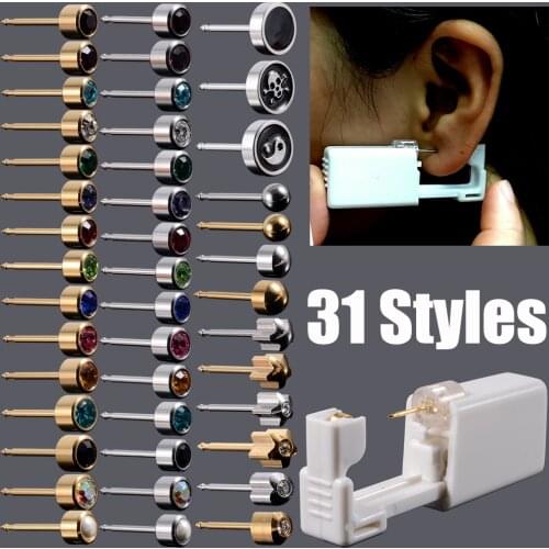 2pcs High-quality Disposable Ear Piercing Gun Ear Nail Portable Sterilized Ear Puncture NO PAIN Piercer Device Tool Machine Unit