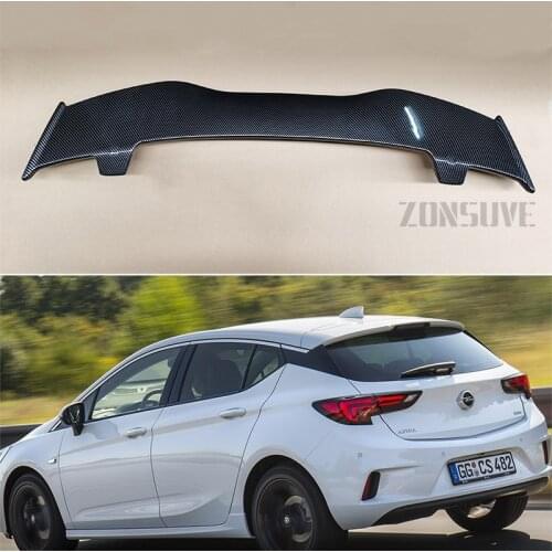 Use For Opel Astra 2016-2018 Spoiler ABS Plastic Carbon Fiber Look Hatchback Roof Rear Wing Body Kit Accessories