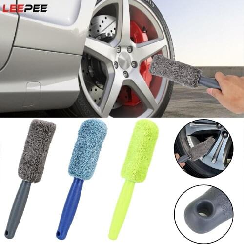 Car Wash Beauty Microfiber Auto Washing Cleaner Tools Wheel Rim Detailing Brush Car Wheel Tire Rim Brush With Plastic Handle