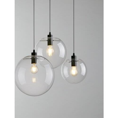 Nordic Industrial clear and Glass Ball Pendant Lamp Restaurant Bar Cafe Hanging Lamp Ceiling Ligh Hall Club Store