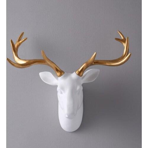 EUROPEAN STYLE BLACK AND WHITE SIMULATION DEER HEAD SCULPTURE HANGING CRAFTS WALL MURAL WALL DECOR HOME DECORATION ACCESSORIES