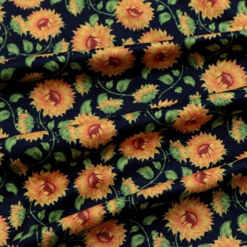 50*145cm Sunflower Daisy Floral Double Brushed Poly Knit Stretch Fabrics Sewing Quilting Needlework DIY Handmade Cloth,1Yc19236