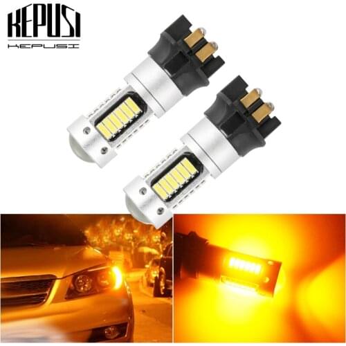 2PCS Canbus PW24W PWY24W LED Bulbs For Audi A3 A4 A5 Q3 VW MK7 Golf CC Ford Fusion Front Turn Signal Lights Amber White