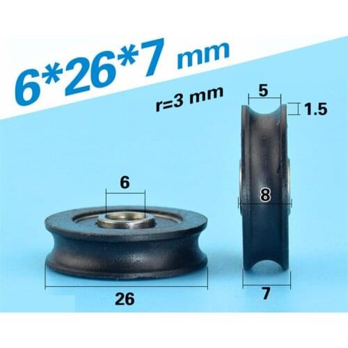 [U0626-7-8]10PCS high quality abrasion resistant nylon u groove sliding bearing roller wheel for guide machine 0626mm 6*26*7mm