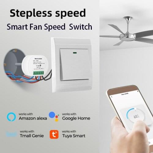 Tuya Wifi Mini DIY Smart Fan Speed Switch Ceiling Fan Controller Smart Life/Tuya APP Remote Control Work With Alexa Google Home