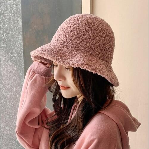 Women Hat Solid Warm Female Cap Winter Bucket Hat Outdoor Hat Lady Cap