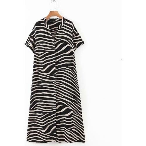 DOUJILI Fashion Elegant Zebra Texture Female Long Dress Summer Party Birthday Festival French Romantic Dress For Women