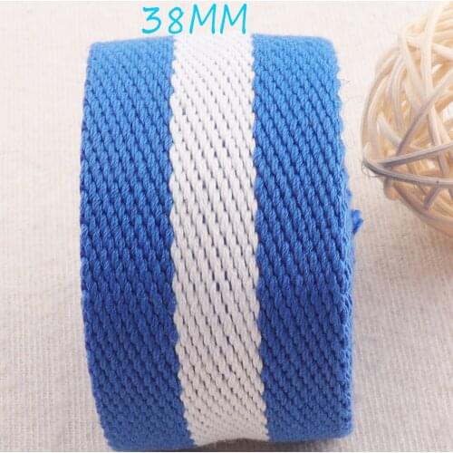 1 1/2"(38mm)Bule White Striped Webbing Ribbon Bag Belts Purse Straps Tape Bag Handle Belting Dog Collar Totes Belts(WB415)