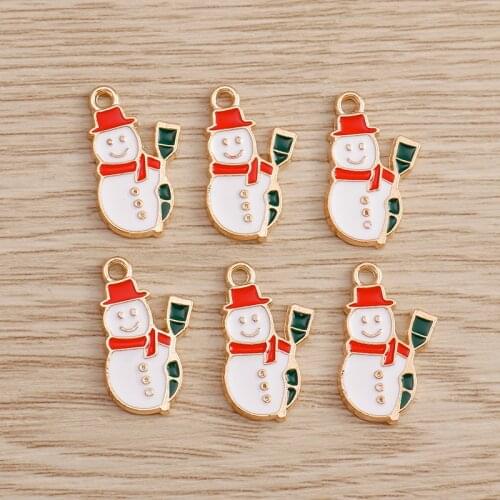 10pcs 10*20mm Cartoon Enamel Snowman Charms for Necklaces Pendants Earrings Handmade DIY Craft Jewelry Making Accessories