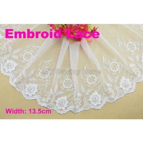 13.5cm width Cotton embroid lace sewing ribbon guipure trim or fabric diy craft supply wedding Accessories free shipping#3157