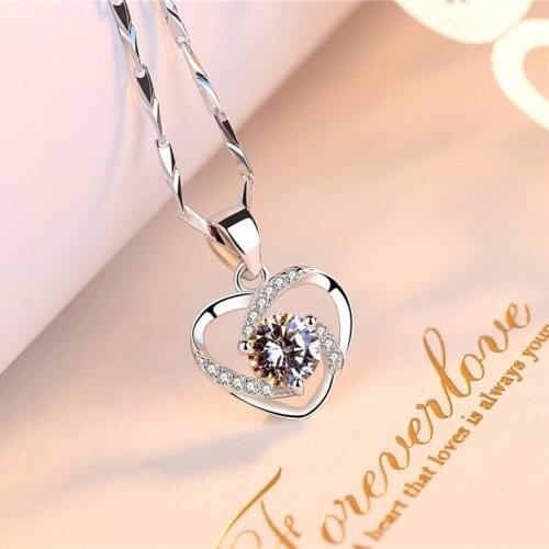 2020 new style fashion Silver color Crystal Love Heart Chokers Pendant for Women