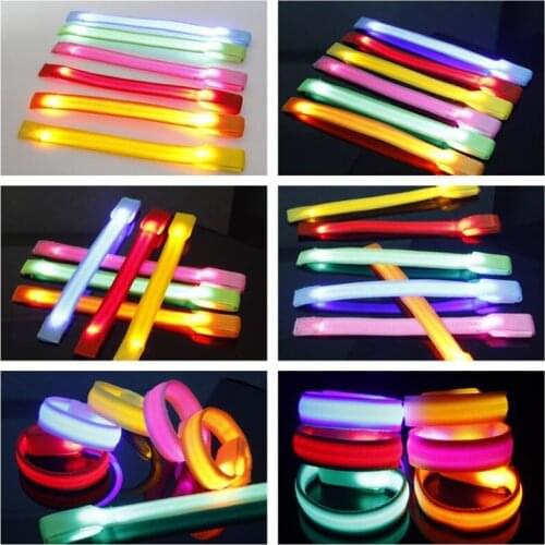 500pcs/lot Nylon Glowing Bracelet LED lights Flash Bracelets Wrist Ring Warnings Running Glowing Armband Free Shipping ZA3381
