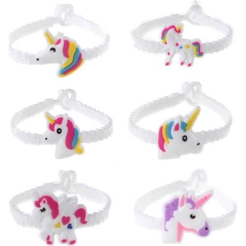 6pcs unicorn Mermaid dinosaur PVC bracelet cartoon sports epoxy creative childrens silicone bracelet wristband
