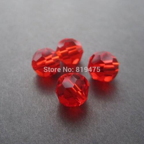 70Pcs/Lot 8mm Ball Faceted Glass Crystal Spacer Beads For Jewelry Making Red Color
