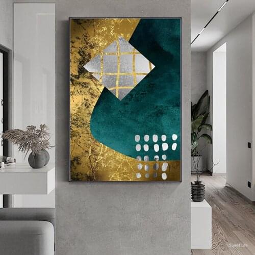 Abstract Modern Decor Gold Foil Canvas Painting Poster And Print Wall Art Pictures For Artwork Living Room Bedroom Room Decor