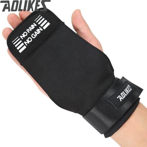 Aolikes Weightlifting Gym Wrist Hand Grips Microfiber/Cowhide Crossfit Training Gloves Fitness Sports Dumbbell Bodybuilding