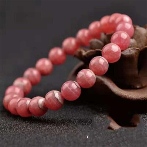 Genuine Red Natural Rhodochrosite Bracelets For Women Lady Crystal Round Beads Bracelet 6mm 7mm 8mm 9mm