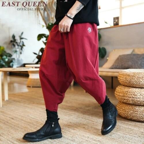 Casual hippie pants men baggy pants ankle length loose flax men pants breathable cotton trousers 3XL 4XL 5XL KK1699 HQ