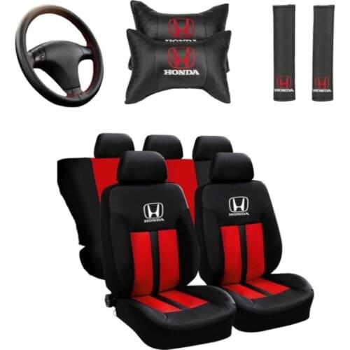 For Honda With Logo Front Rear Car Seat Cover Set auto seat cover seat belt pad and neck pillow