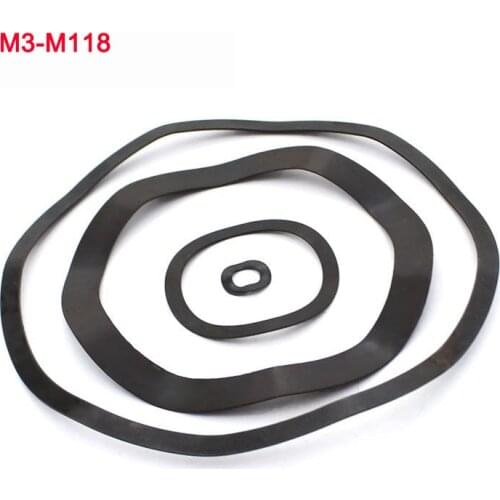 Black Zinc Plated Carbon Steel Wave Type Gasket Spring Washers Elastic Washer Wave Washer M3 M4 M5 M6 M8 M10 M12 -M118