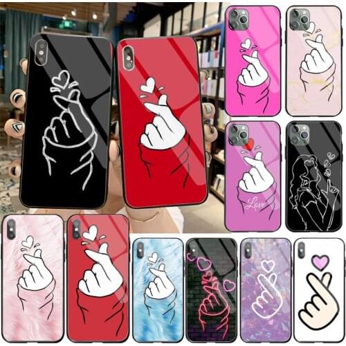 Black White Love kpop Phone Case Tempered Glass For iPhone 11 Pro XR XS MAX 8 X 7 6S 6 Plus SE 2020 case