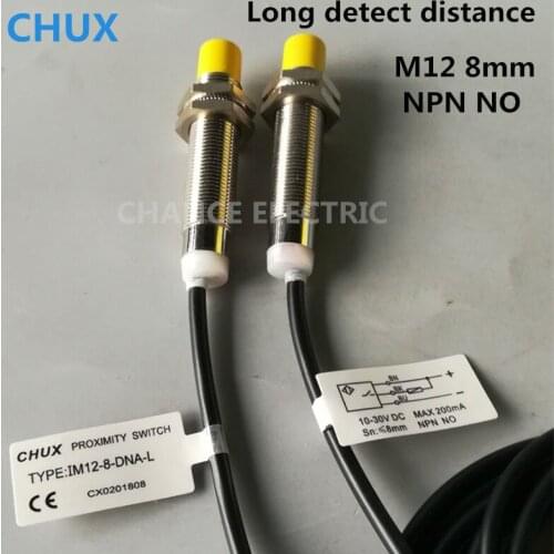 Long sensing detect distance Proximity Sensor M12 8mm Distance High quality IM12-8-DNA-L NPN NO Inductive Proximity Switch