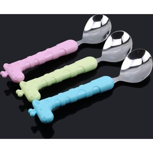 Baby Feeding Spoon Stainless Steel Tableware Dessert Spoon For Children Baby Gadgets Childrens Cutlery For Kids
