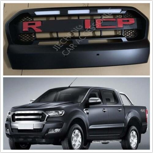 White LED Raptor RACE Grille Modified Grill Front Bumper Mesh Mask Cover Fit For RANGER 2015-2018 T7 XLT WILDTRAK Pickup Trucks