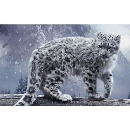 Home Decor HD Print Animal Art Original Painting On Canvas Snow Leopard Home Decoration Gifts