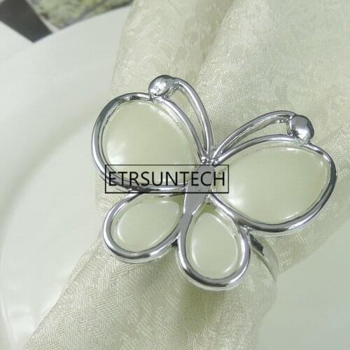 100pcs Butterfly Napkin Ring Metal Napkin Holder for Hotel Wedding Banquet Table Decoration