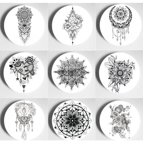 Art Print Flower Wall Plate Black & White Drawing Decorative Plate Home Hotel Studio Wall Display Background High-End Art Plate